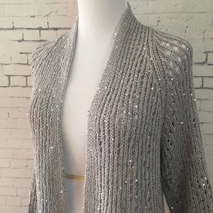 Eileen Fisher Mesh Sequins Holiday Cardigan Sz M